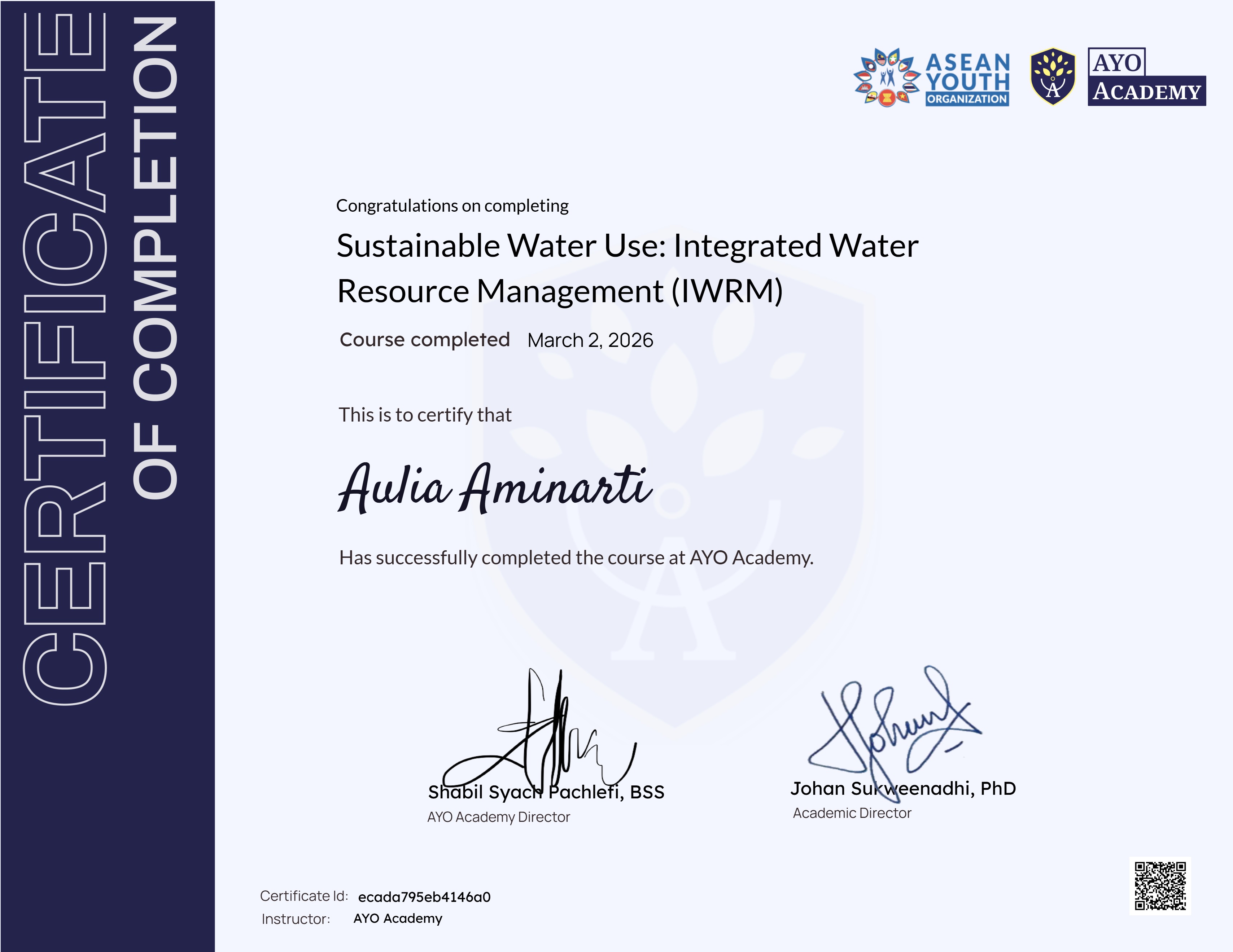 Sustainable Water Use: Integrated Water Resource Management (IWRM)