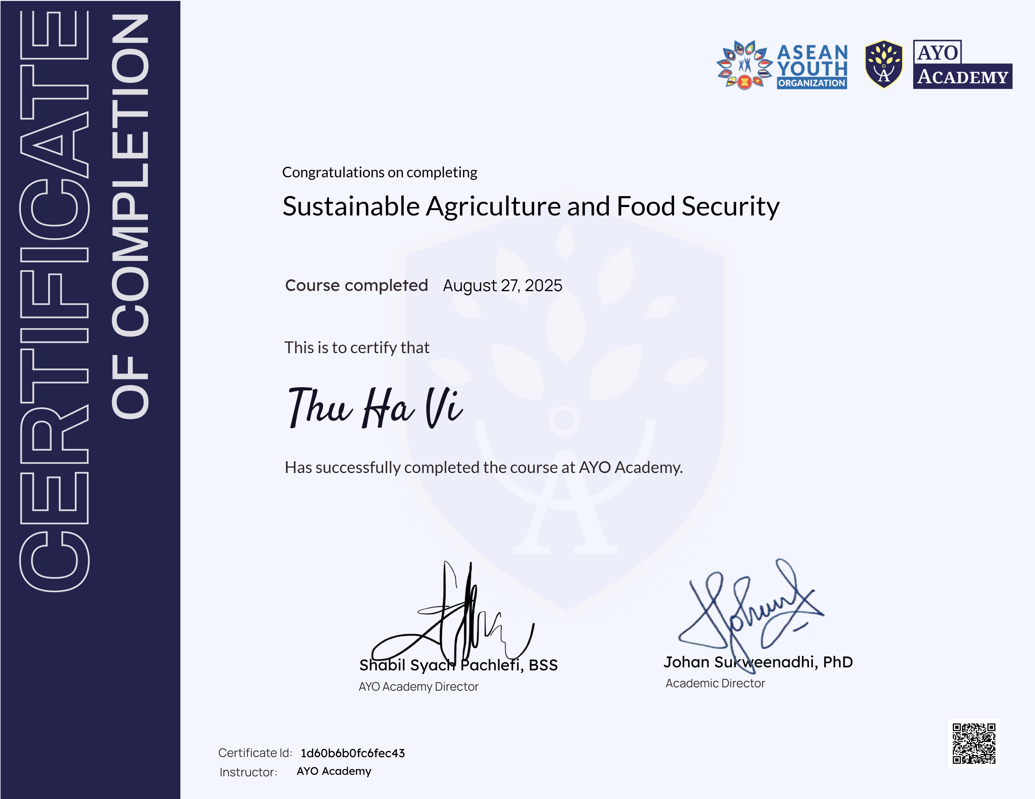 Sustainable Agriculture and Food Security