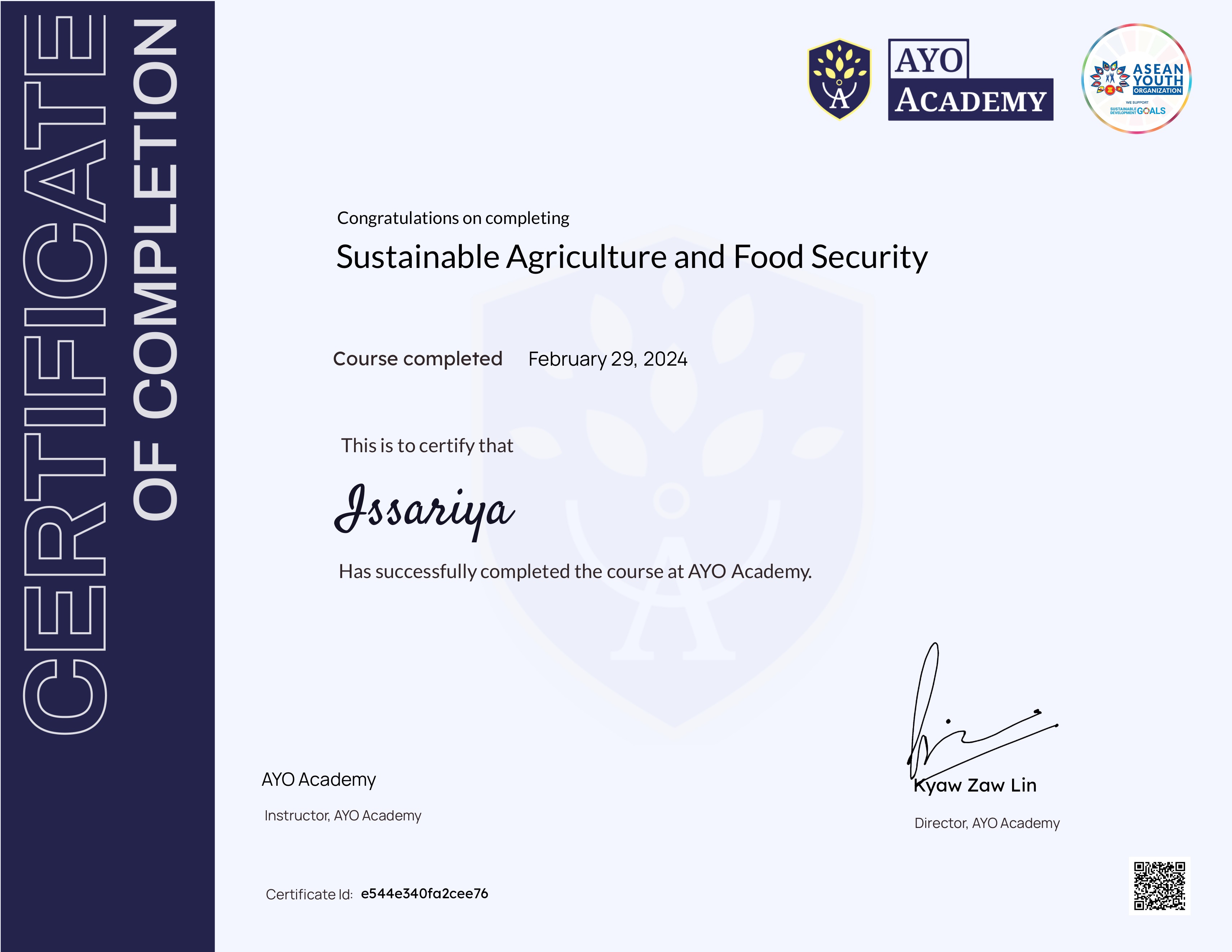 Sustainable Agriculture and Food Security